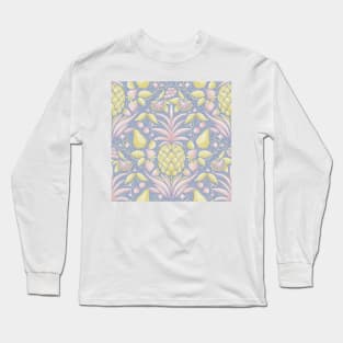 pastel blue summer cocktail pattern Long Sleeve T-Shirt